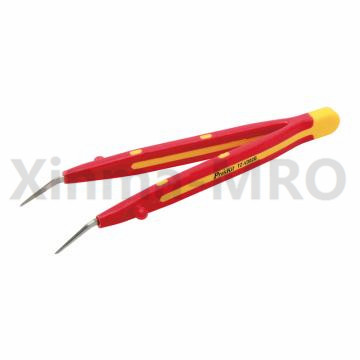 宝工 绝缘镊子，弯尖横齿 159mm，TZ-V302B